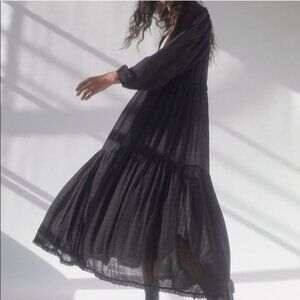 WILFRED Whimsy Dress Maxi Boho Long Sleeve Dress Blakc XS ARITZIA